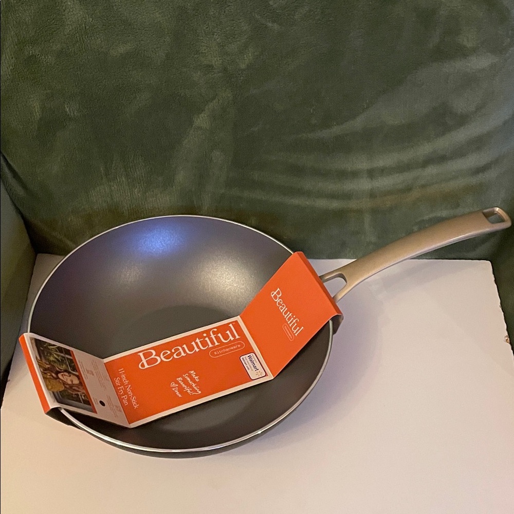 BEAUTIFUL BY DREW:BlackSesame11”Non-StickStir Fry Pan;SmokeGray&Blueberry pie.